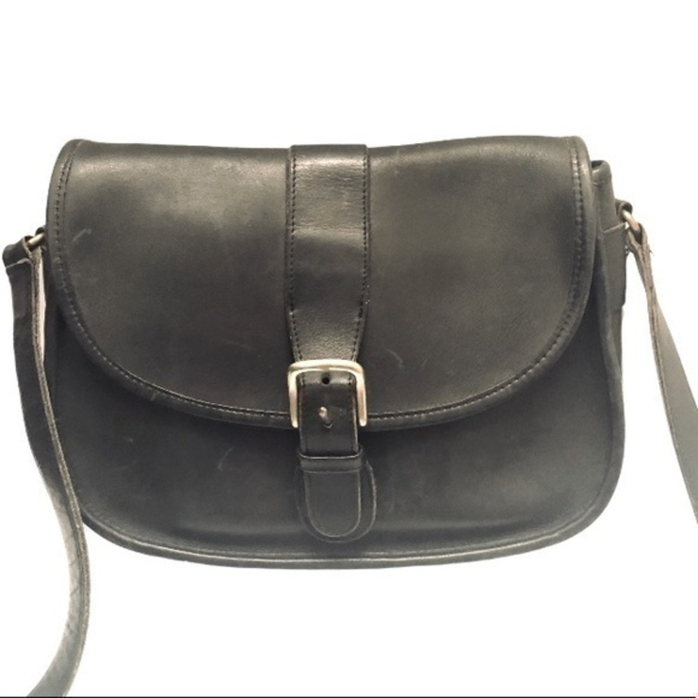 Coach vintage black leather Chelsea saddle bag